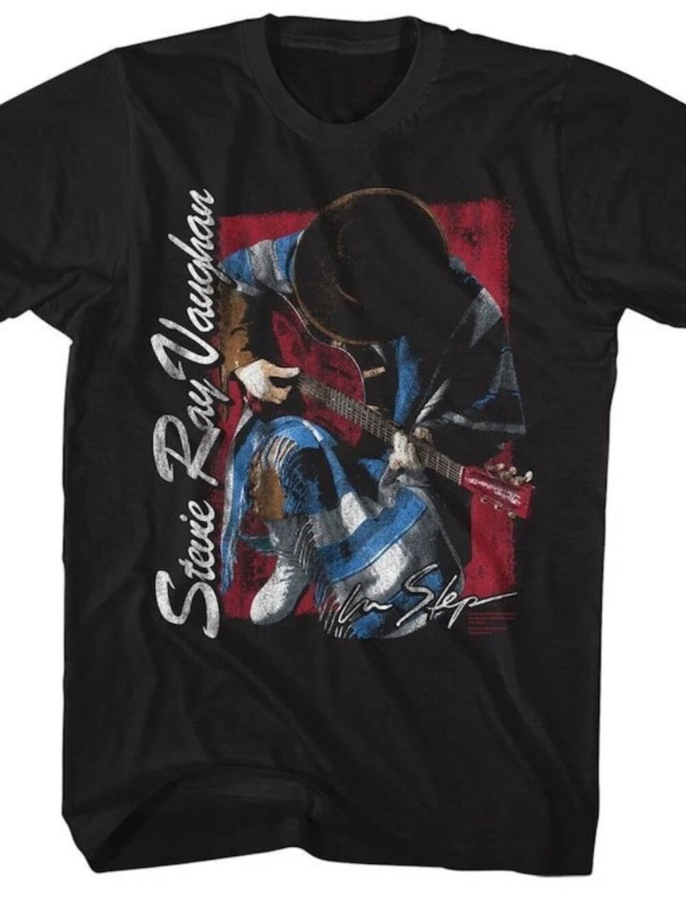 Stevie Ray Vaughan Kneeling Black T-Shirt